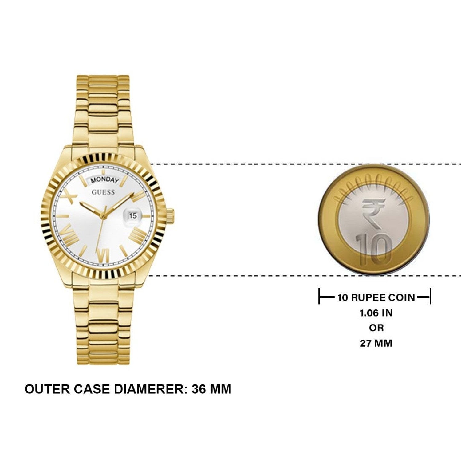  Shop Authentic Guess Luna White Dial Gold Steel Strap Watch for Women - GW0308L2 - Luxxuri