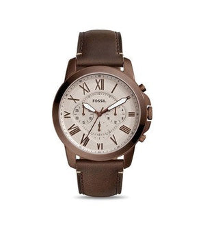  Shop Authentic Fossil Grant Chronograph White Dial Brown Leather Strap Watch for Men - FS5344 - Luxxuri