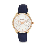  Shop Authentic Fossil Tailor White Dial Blue Leather Strap Watch for Women - ES4394 - Luxxuri