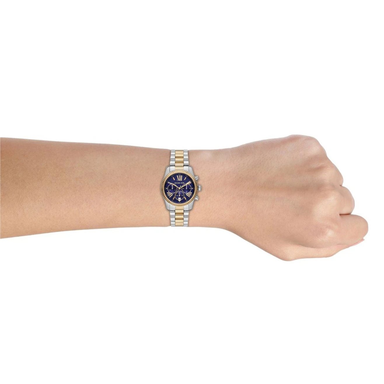  Shop Authentic Michael Kors Lexington Chronograph Blue Dial Two Tone Steel Strap Watch For Women - MK7218 - Luxxuri