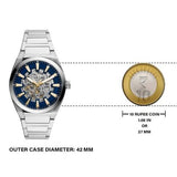  Shop Authentic Fossil Everett Automatic Skeleton Blue Dial Silver Steel Strap Watch for Men - ME3220 - Luxxuri