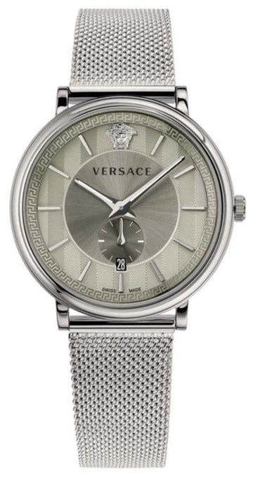  Shop Authentic Versace V-Circle Silver Dial Silver Mesh Bracelet Watch for Men - VBQ060017 - Luxxuri