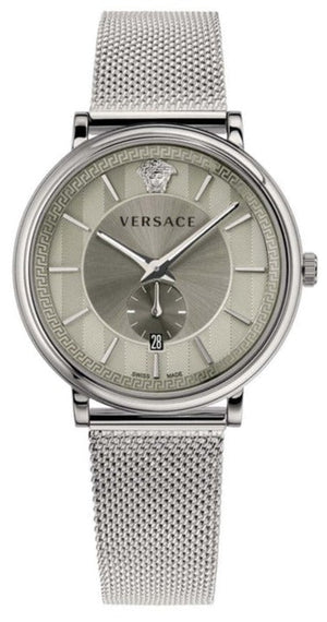  Shop Authentic Versace V-Circle Silver Dial Silver Mesh Bracelet Watch for Men - VBQ060017 - Luxxuri