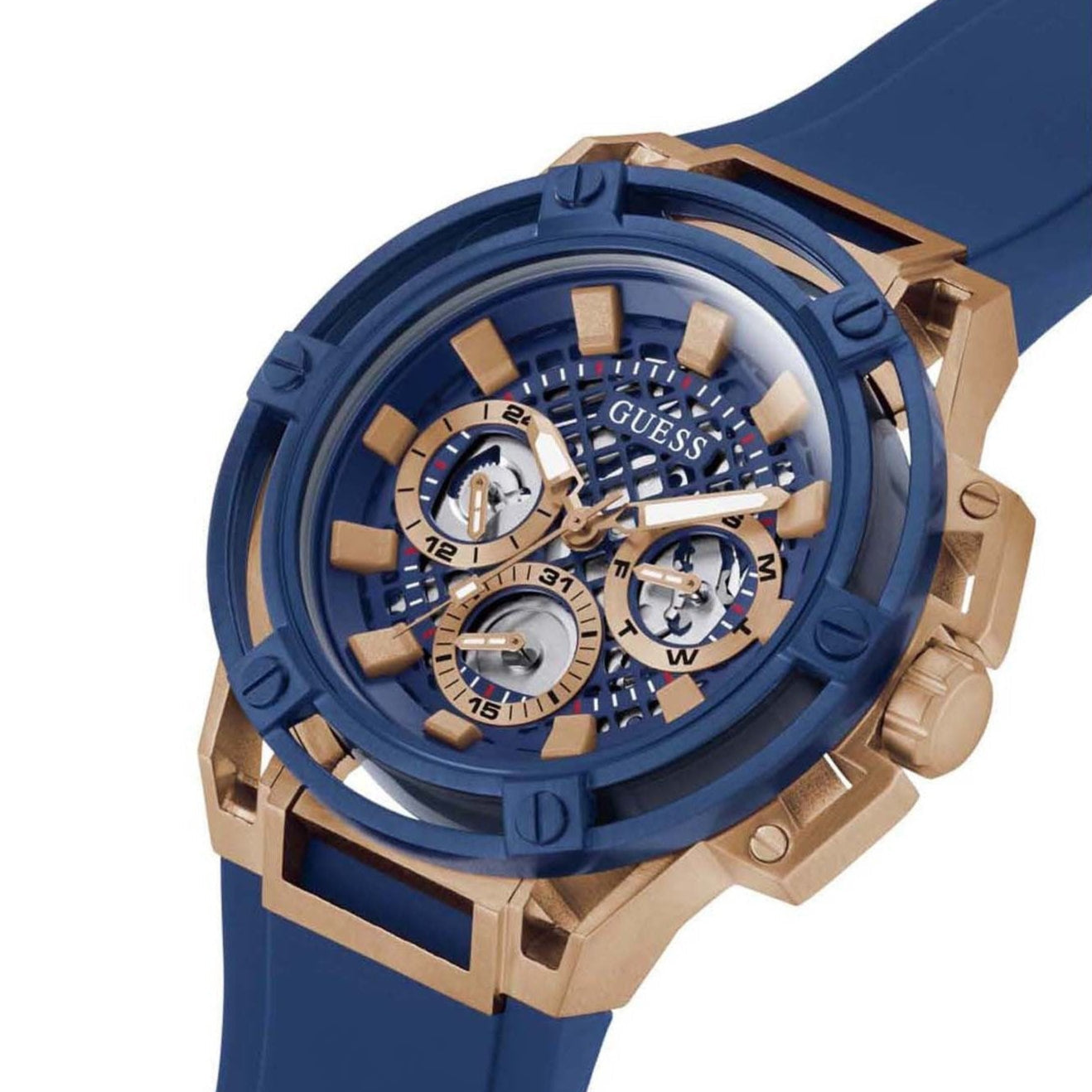  Shop Authentic Guess Matrix Multifunction Blue Dial Blue Rubber Strap Watch for Men - GW0423G4 - Luxxuri
