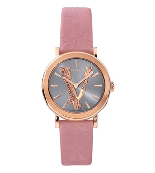  Shop Authentic Versace Virtus Quartz Grey Dial Pink Leather Strap Watch for Women - VEHC00319 - Luxxuri
