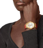  Shop Authentic Versace Greca Silver Dial Red Leather Strap Watch for Women - VEVH00420 - Luxxuri