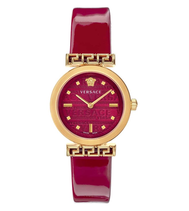 Shop Authentic Versace Greca Meander Red Dial Red Leather Strap Watch for Women - VELW00320 - Luxxuri