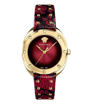  Shop Authentic Versace Shadov Quartz Red Dial Red Leather Strap Watch for Women - VEBM00918 - Luxxuri