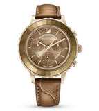  Shop Authentic Swarovski Octea Lux Chrono Brown Gold Dial Brown Leather Strap Watch for Women - 5632260 - Luxxuri