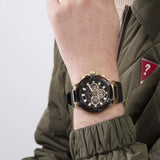  Shop Authentic Guess Matrix Multifunction Gold Dial Black Rubber Strap Watch For Men - GW0423G2 - Luxxuri