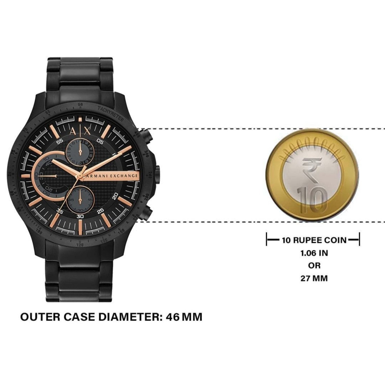  Shop Authentic Armani Exchange Chronograph Black Dial Black Steel Strap Watch For Men - AX2429 - Luxxuri