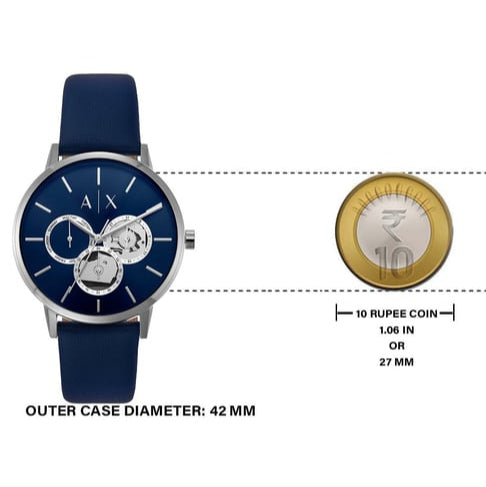  Shop Authentic Armani Exchange Cayde Chronograph Blue Dial Blue Leather Strap Watch for Men - AX2746 - Luxxuri