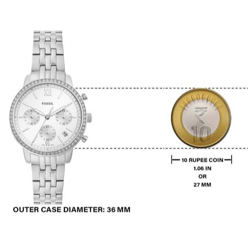  Shop Authentic Fossil Neutra Chronograph Silver Dial Silver Steel Strap Watch for Women - ES5217 - Luxxuri