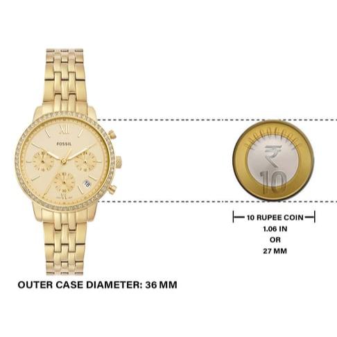  Shop Authentic Fossil Neutra Chronograph Gold Dial Gold Steel Strap Watch for Women - ES5219 - Luxxuri