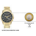  Shop Authentic Armani Exchange Banks Chronograph Black Dial Gold Steel Strap Watch For Men - AX1721 - Luxxuri