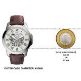  Shop Authentic Fossil Grant Automatic Beige Skeleton Dial Brown Leather Strap Watch for Men - ME3099 - Luxxuri