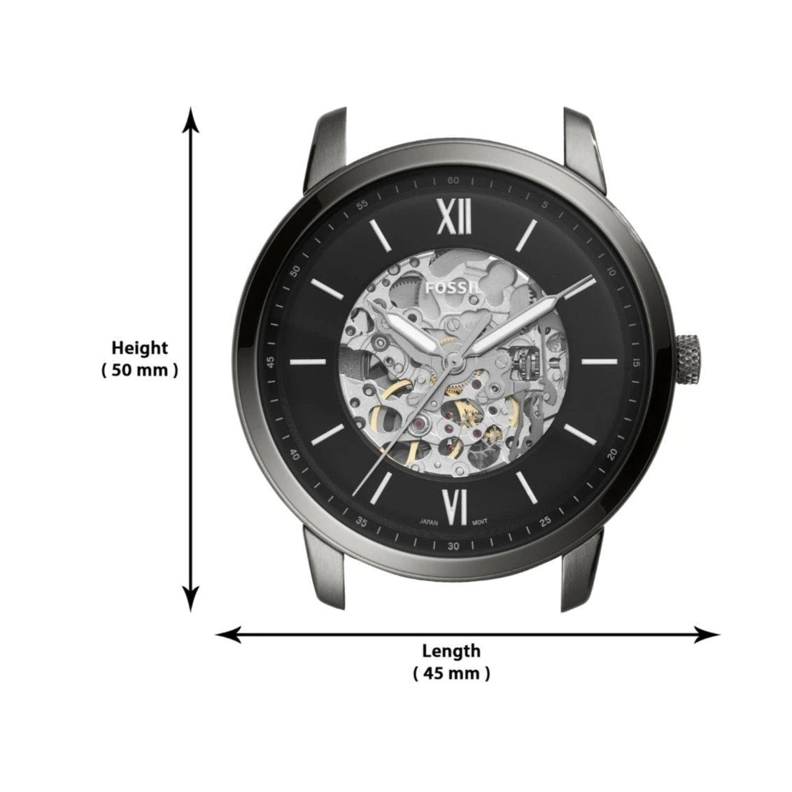  Shop Authentic Fossil Neutra Automatic Skeleton Black Dial Grey Mesh Strap Watch for Men - ME3185 - Luxxuri