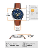 Shop Authentic Fossil Neutra Minimalist Moonphase Blue Dial Brown Leather Strap Watch for Men - FS5903 - Luxxuri