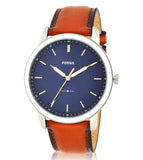  Shop Authentic Fossil Minimalist Blue Dial Brown Leather Strap Watch for Men - FS5304 - Luxxuri
