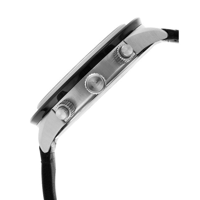  Shop Authentic Emporio Armani Mario Chronograph Black Dial Black Leather Strap Watch For Men - AR11243 - Luxxuri