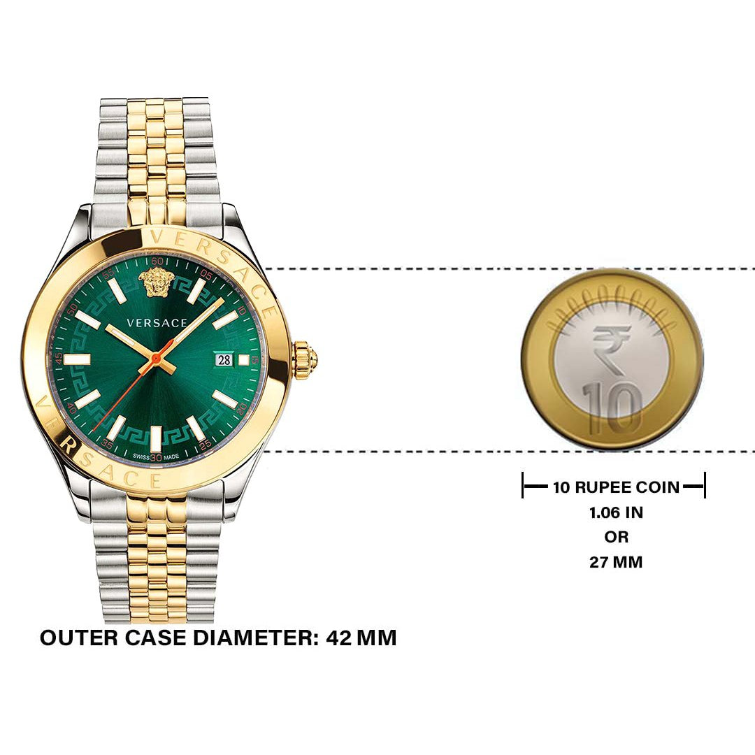  Shop Authentic Versace Hellenium Green Dial Two Tone Steel Strap Watch for Men - VEVK00620 - Luxxuri