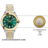 Shop Authentic Versace Hellenyium Quartz Green Dial Two Tone Steel Strap Watch For Men - VEVI00620 - Luxxuri