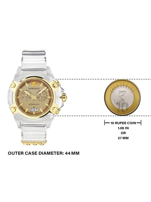  Shop Authentic Versace Icon Active Chronograph Gold Dial White Silicone Strap Watch for Men - VEZ700121 - Luxxuri