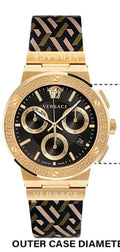  Shop Authentic Versace Greca Chronograph Black Dial Brown Leather Strap Watch For Men - VEZ900621 - Luxxuri