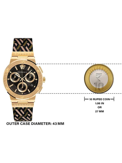  Shop Authentic Versace Greca Chronograph Black Dial Brown Leather Strap Watch For Men - VEZ900621 - Luxxuri