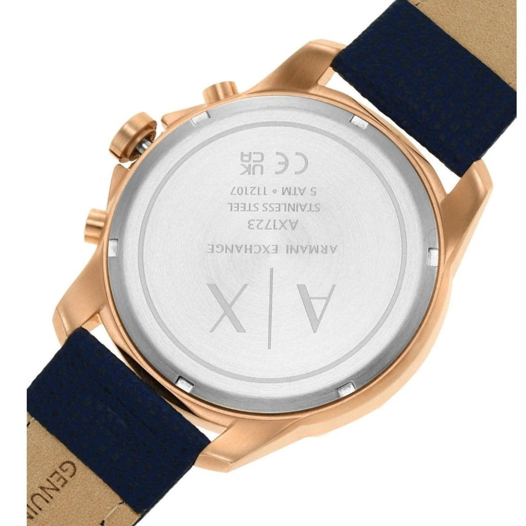  Shop Authentic Armani Exchange Banks Chronograph Blue Dial Blue Leather Strap Watch For Men - AX1723 - Luxxuri