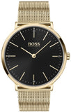  Shop Authentic Hugo Boss Horizon Quartz Black Dial Gold Mesh Bracelet Watch For Men - 1513735 - Luxxuri
