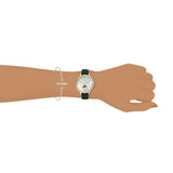  Shop Authentic Fossil Jacqueline Multifunction Moonphase Mother of Pearl White Dial Green Leather Strap Watch for Women - ES5244 - Luxxuri