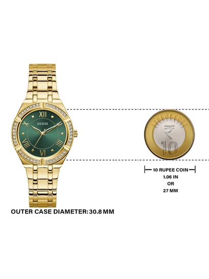  Shop Authentic Guess Cosmo Diamonds Green Dial Gold Steel Strap Watch for Women - GW0033L8 - Luxxuri
