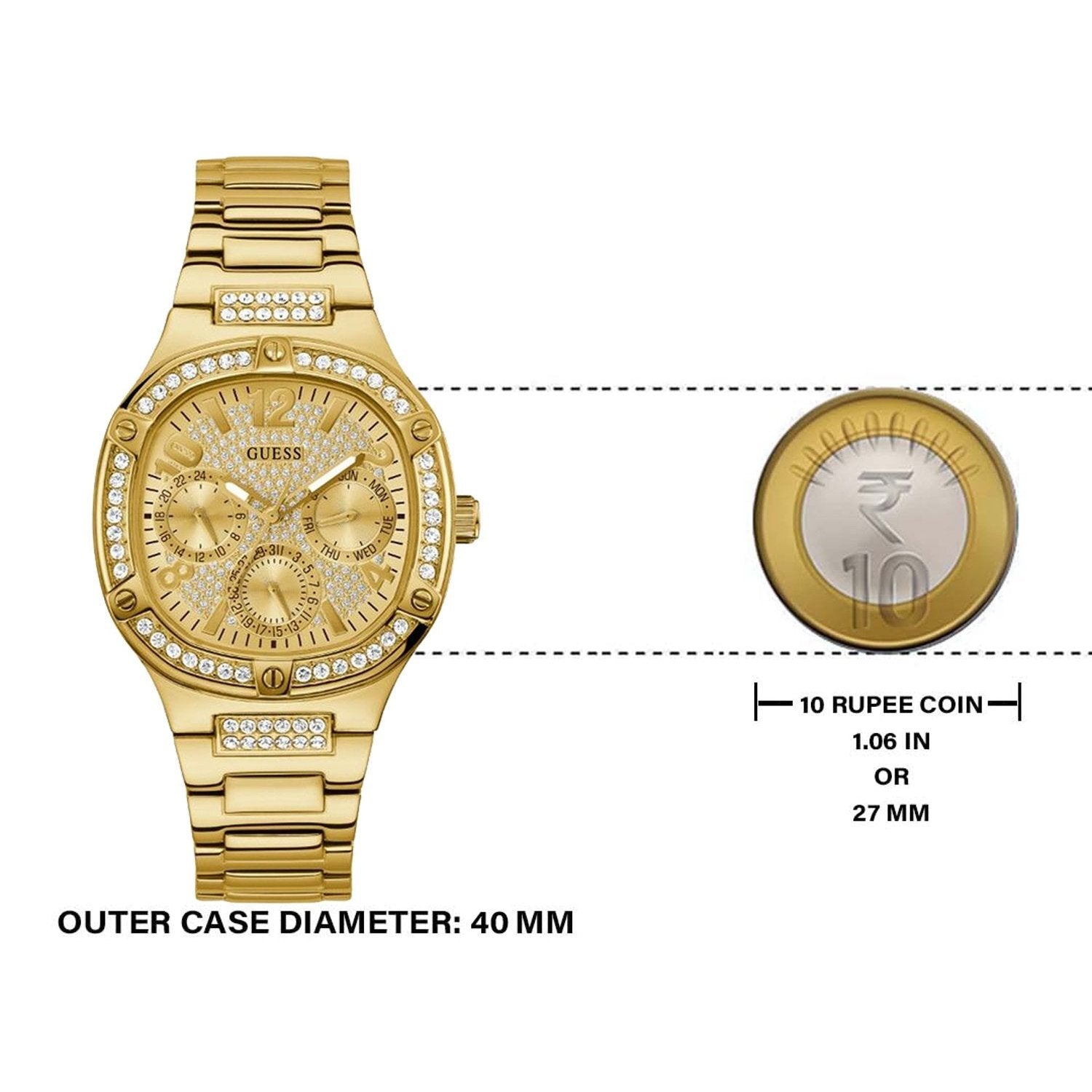  Shop Authentic Guess Duchess Quartz Gold Dial Gold Steel Strap Watch For Women - GW0558L2 - Luxxuri