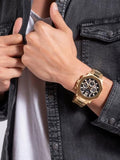  Shop Authentic Guess Edge Chronograph Black Dial Gold Steel Strap Watch For Men - GW0539G2 - Luxxuri