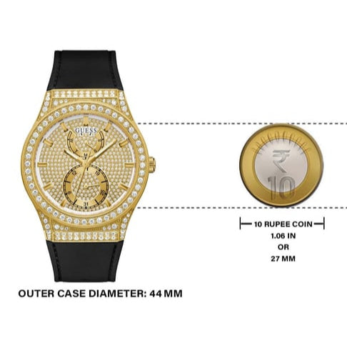  Shop Authentic Guess Princess Crystals Gold Dial Black Silicone Strap Watch For Women - GW0439L2 - Luxxuri