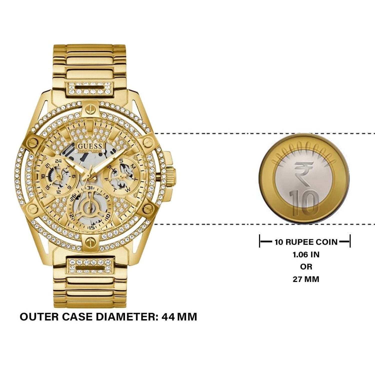  Shop Authentic Guess Queen Quartz Gold Dial Gold Steel Strap Watch For Women - GW0464L2 - Luxxuri
