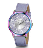  Shop Authentic Guess Dahlia Analog Silver Dial Purple Leather Strap Watch For Women - GW0529L4 - Luxxuri