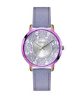  Shop Authentic Guess Dahlia Analog Silver Dial Purple Leather Strap Watch For Women - GW0529L4 - Luxxuri