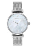  Shop Authentic Emporio Armani Gianni T Bar Mother of Pearl Dial Silver Steel Strap Watch For Women - AR1955 - Luxxuri