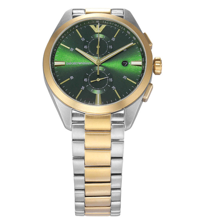 Shop Authentic Emporio Armani Claudio Chronograph Green Dial Two Tone Steel Strap Watch For Women - AR11511 - Luxxuri