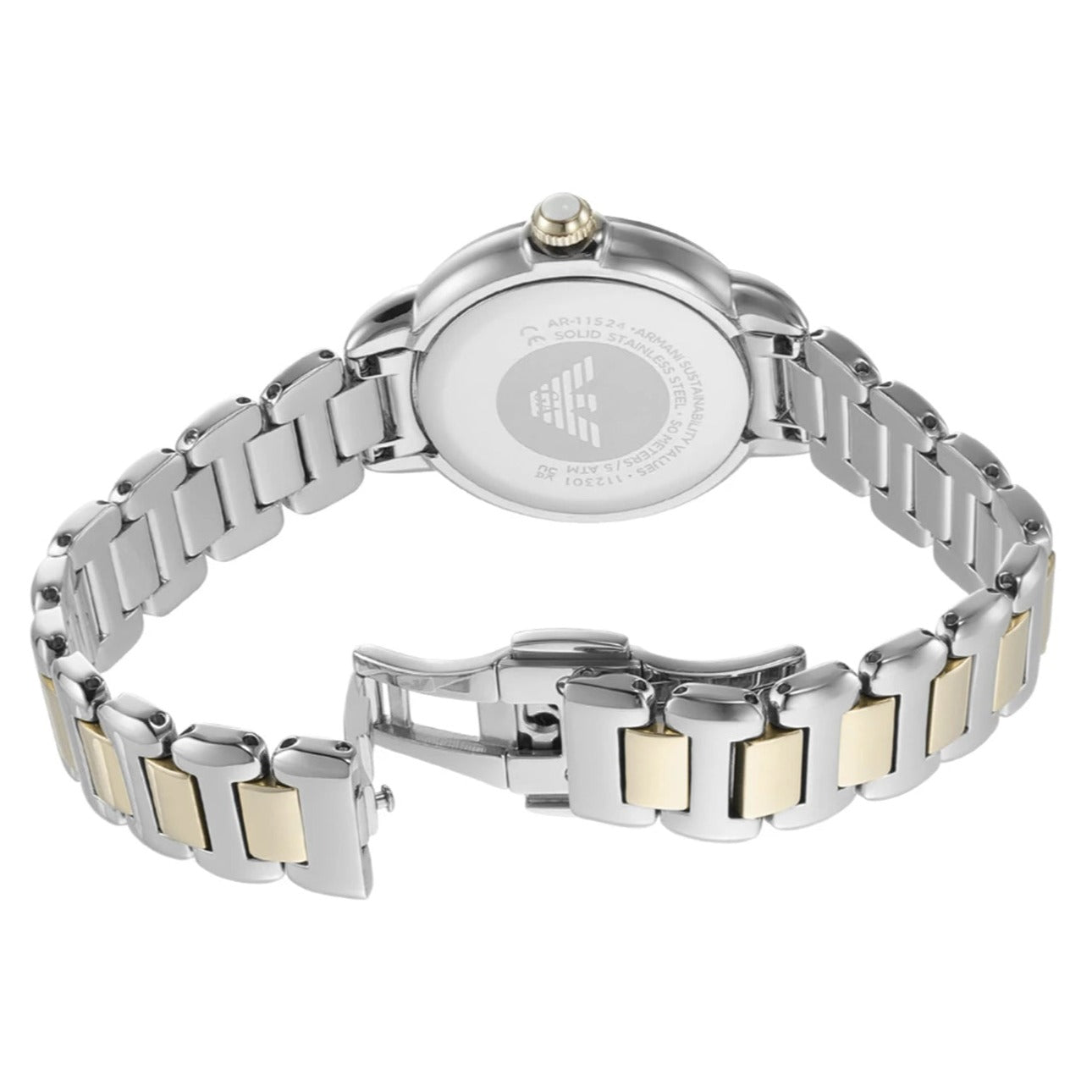  Shop Authentic Emporio Armani Mia Quartz Mother of Pearl Dial Two Tone Steel Strap Watch For Women - AR11524 - Luxxuri