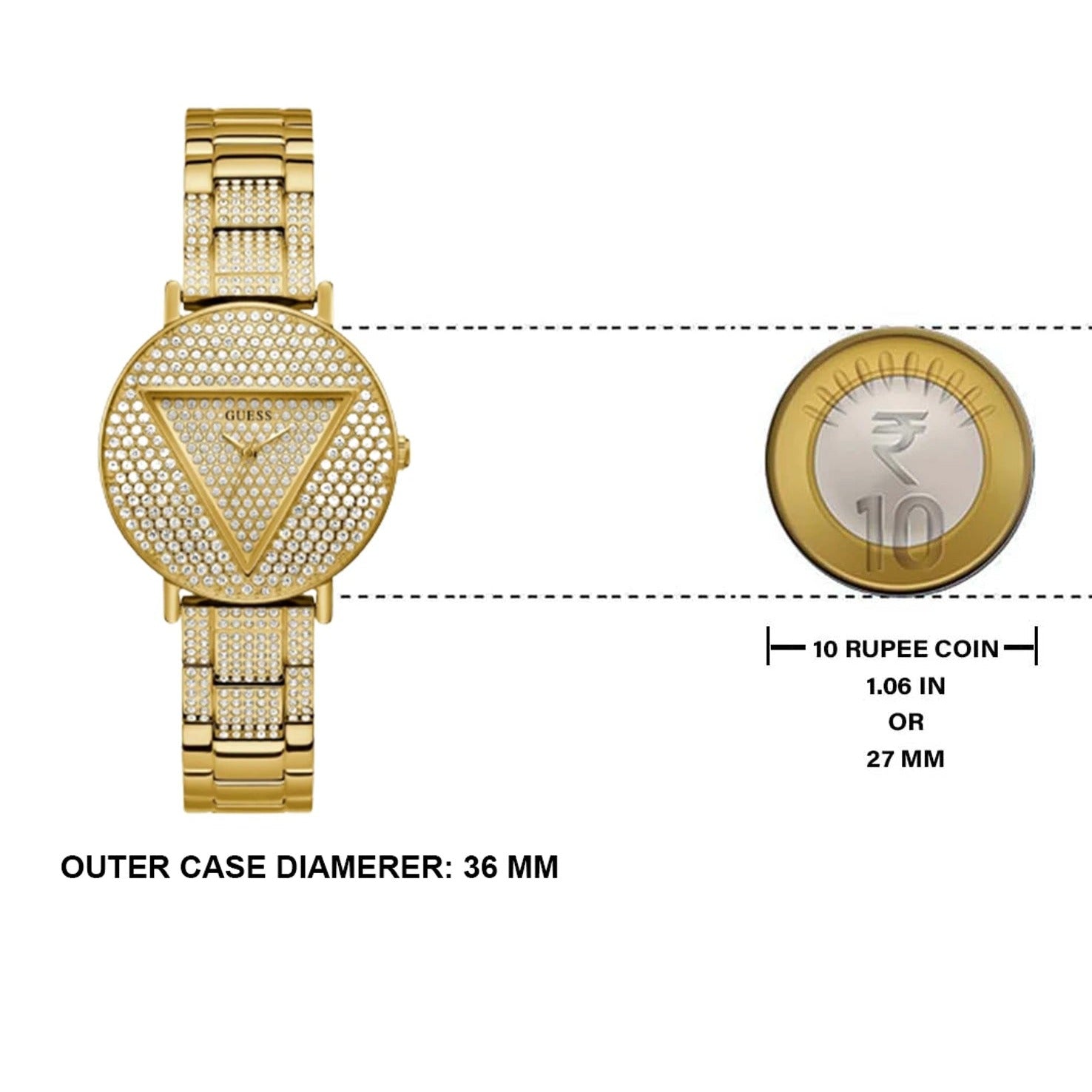  Shop Authentic Guess Trend Diamonds Gold Dial Gold Steel Strap Watch for Women - GW0512L2 - Luxxuri