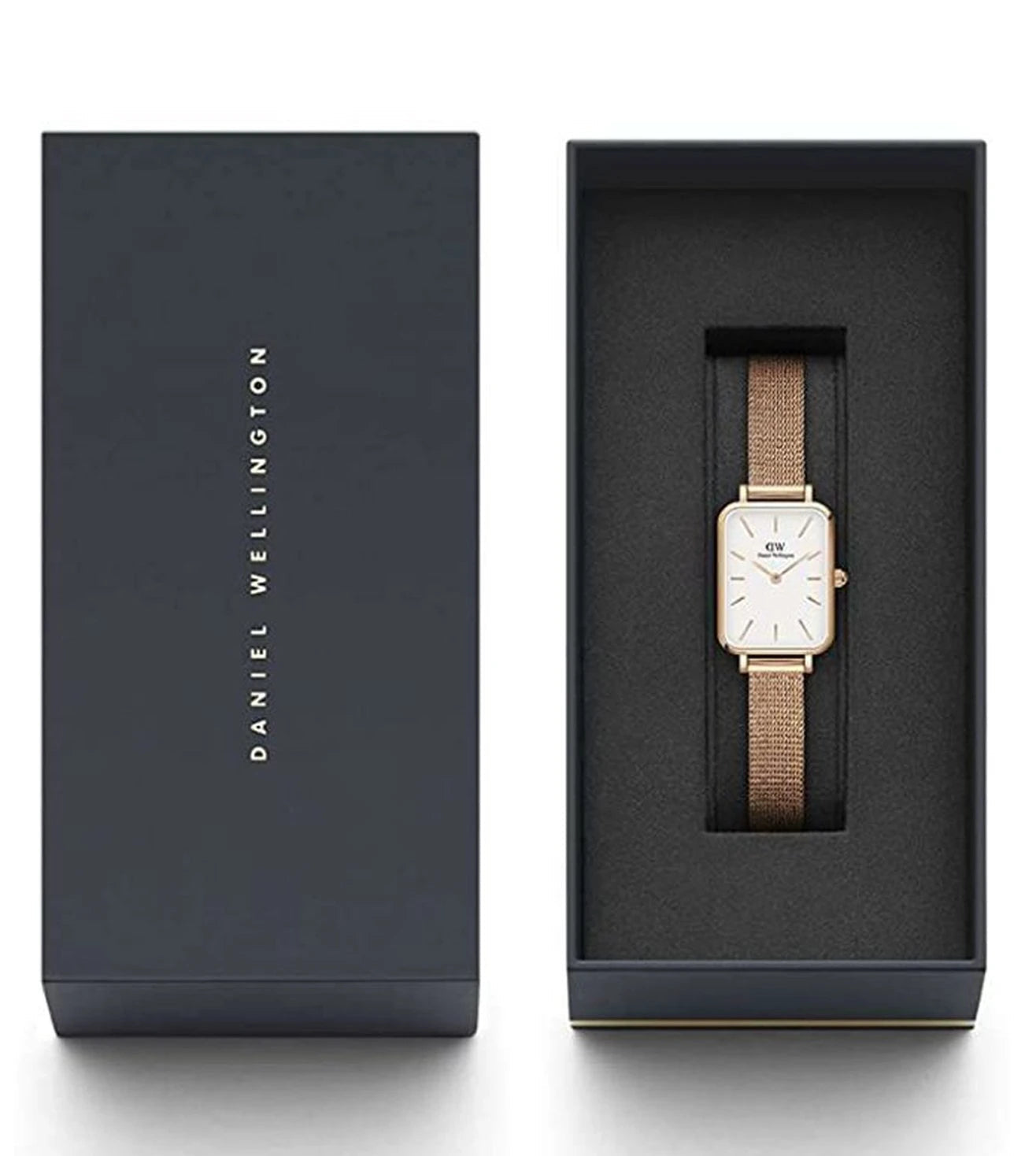  Shop Authentic Daniel Wellington Quadro Melrose White Dial Gold Mesh Strap Watch For Women - DW00100431 - Luxxuri