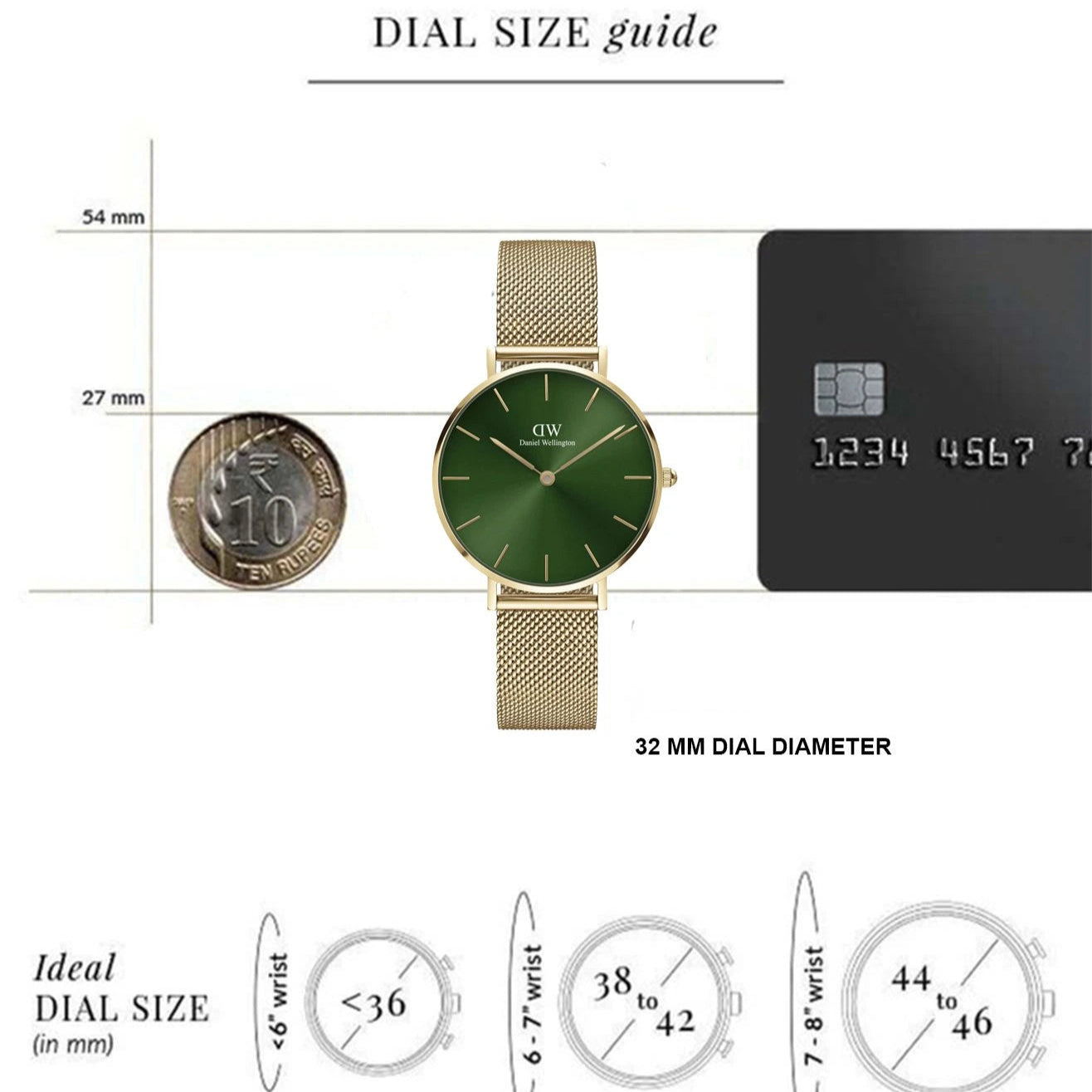  Shop Authentic Daniel Wellington Petite Emerald Green Dial Gold Mesh Strap Watch For Women - DW00100480 - Luxxuri