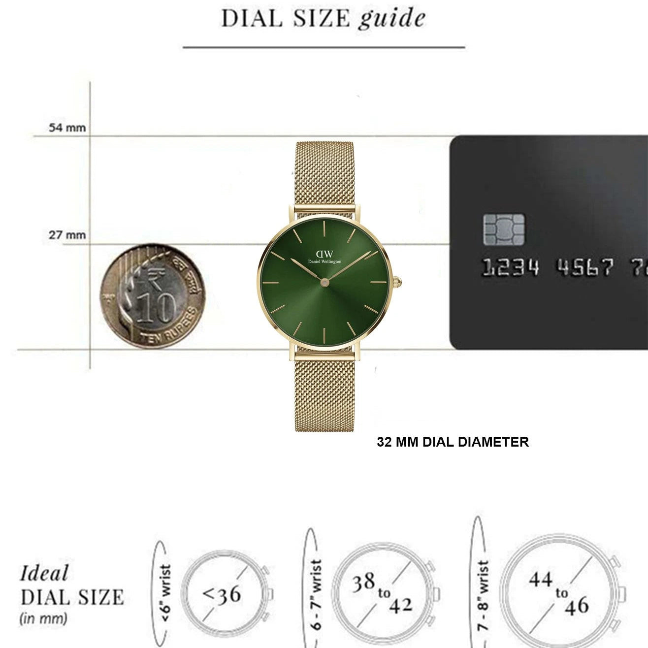  Shop Authentic Daniel Wellington Petite Emerald Green Dial Gold Mesh Strap Watch For Women - DW00100481 - Luxxuri