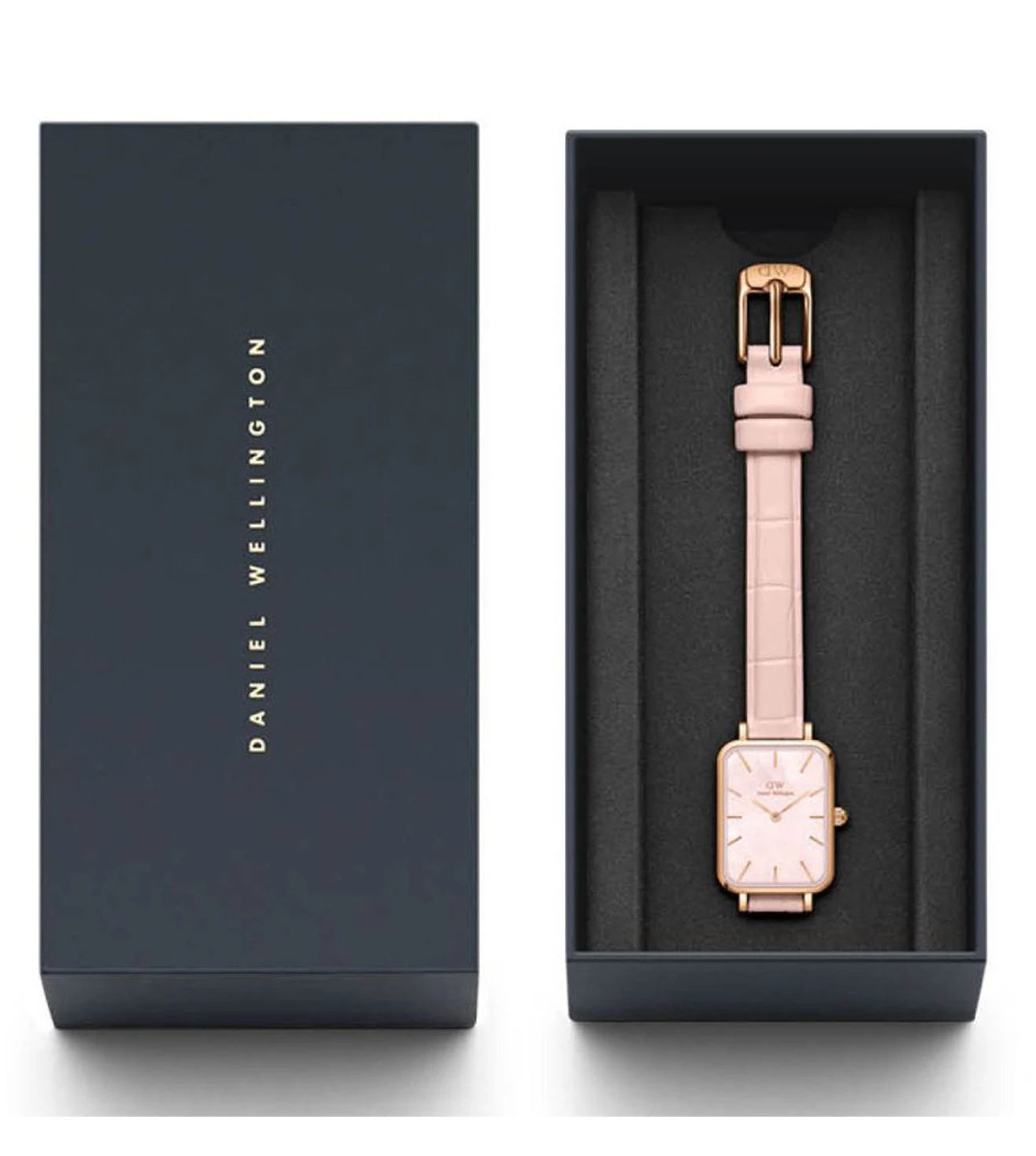  Shop Authentic Daniel Wellington Quadro Pressed Mother of Pearl Pink Dial Pink Leather Strap Watch For Women - DW00100508 - Luxxuri