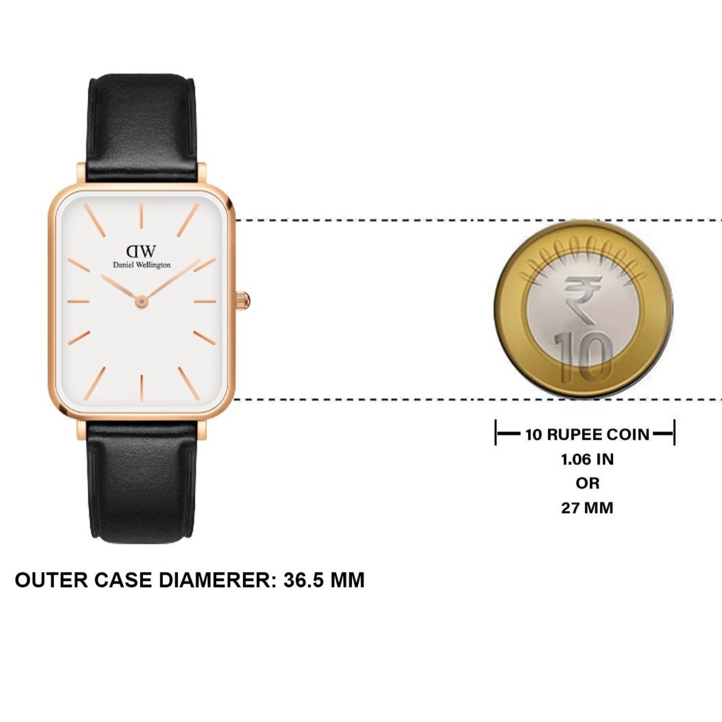  Shop Authentic Daniel Wellington Quadro White Dial Black Leather Strap Watch For Women - DW00100450 - Luxxuri