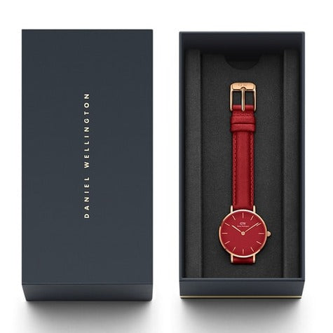  Shop Authentic Daniel Wellington Petite Red Dial Red Leather Strap Watch For Women - DW00100405 - Luxxuri
