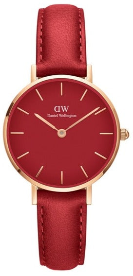  Shop Authentic Daniel Wellington Petite Red Dial Red Leather Strap Watch For Women - DW00100405 - Luxxuri